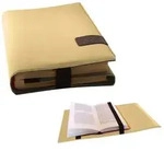 BookSKIN Buch Einband (Gr&ouml;&szlig;enverstellbar) in Elfenbein-Beige mit Lesezeichen