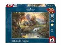 Schmidt 58445 - Thomas Kinkade: Holzhaus am Bach, Puzzle 1000 Teile
