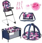 Bayer Design 61769AB - Puppen Set 9 in 1 mit Reisebett, Tasche, Spielbogen,