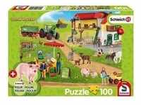 Schmidt 56404 - Schleich, Farm World, Bauernhof und Hofladen, Puzzle mit Figur, 100