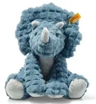 Steiff 087806 - Dixi Triceratops, sitzend, petrol/grau, Dino, Pl&uuml;sch, 28 cm
