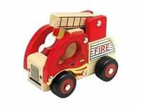 Bino 84080 - Fire Truck, Feuerwehrauto mit ausklappbaren Leiter, Holzauto,...