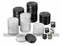 Philos 4110 - Backgammon Spielsteine+Würfel, medium, schwarz/weiß, 28 x 8mm,