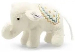 Steiff 241147 - Elef&auml;ntle mit Rassel, Pl&uuml;sch, wei&szlig;, 10 cm
