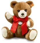 Steiff 12402 - Petsy Teddyb&auml;r, mit roter Schleife, Pl&uuml;sch, caramel, 28 cm
