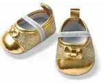 Puppen-Glitzerballerinas, gold, Gr. 38-45 cm