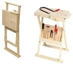 PEBARO 487 - Klappbare Werkbank aus Holz f&uuml;r Kinder, h&ouml;henverstellbar bis 74 cm,