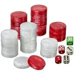 Spielsteine, Backgammon, Turnier, 40 x 10 mm, Kunststoff, rot wei&szlig;, inkl....