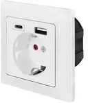 LogiLink PA0262 Unterputz-Steckdose mit USB-Ladeausgang, erh&ouml;hter Ber&uuml;hrungsschutz