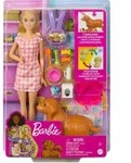 Barbie Puppe (blond) mit Hund und Welpen