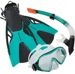 Schnorchel Set CAYMAN petrol-green (3-teilig, im Meshbag)