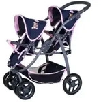 Knorrtoys 16435 - Zwillingspuppenwagen Milo Navy Pink, Sitze verstellbar, klappbar,