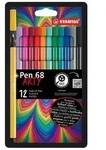 STABILO Premium-Filzstift - Pen 68 - ARTY - 12er Pack mit H&auml;ngelasche - mit 12