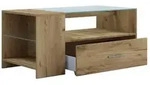 Holz Sofatisch Couchtisch Schublade Glas Tindala