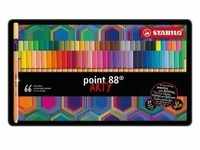 Fineliner - STABILO point 88 - ARTY - 66er Metalletui - mit 65 verschiedenen Farben