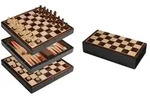 Schach Backgammon Dame Set, Reise, Feld 22 mm, magnetisch