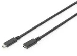 Digitus USB-Kabel USB 2.0 USB-C&reg; Stecker, USB-C&reg; Buchse 2.00 m Schwarz Flexibel,