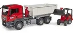Bruder LKW Modell MAN TGS mit Abrollcontainer + Sch&auml;ffer Hoflader Fertigmodell
