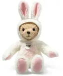 Steiff 114052 - Hoodie-Teddyb&auml;r Hase, Pl&uuml;sch, wei&szlig;/beige, 27 cm