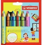 STABILO Bunststifte woody 3in1 duo 6er Set + Spitzer