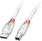 LINDY USB-Kabel USB 2.0 USB-A Stecker, USB-B Stecker 0.50 m Transparent 41751