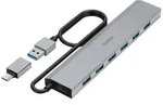 Hama 00200137 USB-Hub 7 Port USB-A USB 3.2 Gen1 5 GBit/s mit USB-C&reg; Stecker Grau