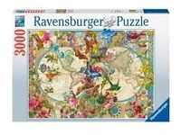 Weltkarte mit Schmetterlingen (Puzzle)