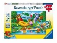 Ravensburger Kinderpuzzle - Familie Bär geht campen - 2x24 Teile Puzzle für...