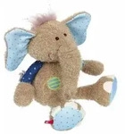 sigikid 42962 - Kuscheltier Elefant blau, Patchwork Sweety