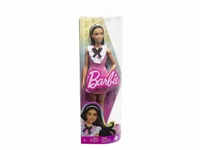 Barbie Fashionistas-Puppe mit schwarzem Haar und Karokleid