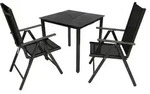 3 tlg Alu Glas Gartenset Tisch Sitzgruppe 80SW