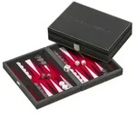 Backgammon Tinos, klein, rot, Kunstleder, magnetisch