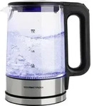 GourmetMaxx Glas-Wasserkocher LED 1,7l 2200W Edelstahl/schwarz kabellos Wasserkocher
