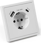 ETT Marketing Schutzkontakt-Steckdose McPower Shallow 1x USB-C - 18W Quickcharge - 1x