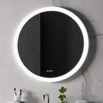 Emco Badezimmerspiegel Round &Oslash; 90 cm mit LED-Beleuchtung und Metallrahmen, Spiegel,