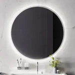 Emco Pure + LED-Badezimmerspiegel &Oslash; 79 cm mit umlaufender Mattierung der