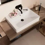 hansgrohe Xanuia Q Aufsatzwaschtisch geschliffen 650/480 ohne Hahnloch mit &Uuml;berlauf,