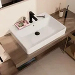hansgrohe Xanuia Q Aufsatzwaschtisch geschliffen 650/480 mit Hahnloch und &Uuml;berlauf,