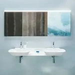 LAUFEN INO Doppelwaschtisch unterbauf&auml;hig 142 x 45 cm mit Ablage mittig, ohne