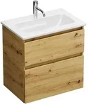 burgbad Lin20 Waschtischunterschrank mit Keramik-Waschtisch 63 cm, 2 Ausz&uuml;ge,