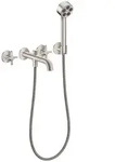 AXOR One 3-Loch Wannenarmatur UP f&uuml;r Wandmontage mit Kreuzgriffen und Handbrause,