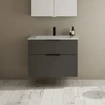 burgbad Eqio Waschtischkombination mit Keramik-Waschtisch Slim, 82 cm, mit Griff