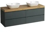 LAUFEN LANI Waschtischplatte mit Ausschnitt rechts und links mit Unterschrank 160 cm