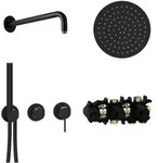 Herzbach MODUL7 BLACK Duschsystem H-RB250 mit Hebelmischer und Kopfbrause rund,