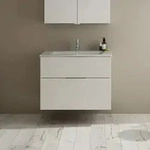 burgbad Eqio Waschtischkombination mit Keramik-Waschtisch Slim, 82 cm, mit Griff