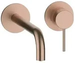 Herzbach MODUL7 IX PVD COPPER STEEL Waschtisch-Wandbatterie Farbset Ausladung 24 cm,