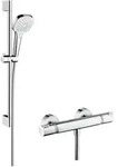 hansgrohe Croma Select E Vario Combi Set 65 cm 27081400, Badarmaturen, wei&szlig;/chrom