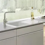 Villeroy & Boch Timeline 60 flat Sp&uuml;le, Ablaufgarnitur mit Handbet&auml;tigung,