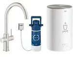 GROHE Red Duo Armatur und Boiler Gr&ouml;&szlig;e M, Armatur mit C-Auslauf, K&uuml;chenarmaturen,