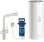 GROHE Red Duo Armatur und Boiler Gr&ouml;&szlig;e L, Armatur mit L-Auslauf, K&uuml;chenarmaturen,